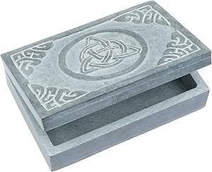 Crocon Celtic Knot Design Jewelry Box - Handcrafted Stone Jewellery Storage Organizer - Marble Ring Box - 6x4x1.7 Inches - Decorative Trinket Box