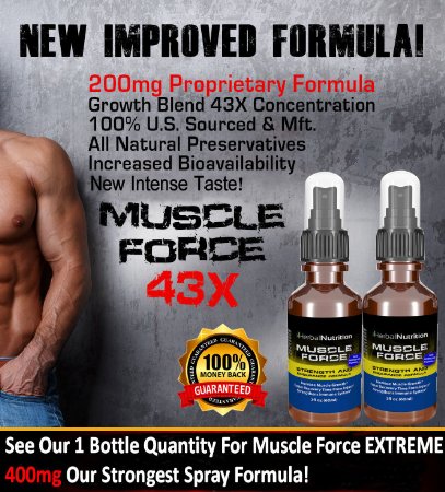 #1 Rated MUSCLE FORCE Strength and Endurance Spray!| Two Bottle Pack!|200mg Proprietary Growth Formula|Improve Strength and Recovery|2 oz Spray Bottle|30-Day Supply