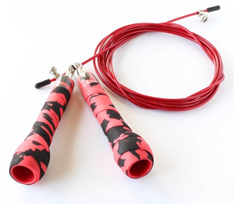 Speed Jump Rope - Unique Moisture Absorbing Foam Handles - Adjustable Cable - Endurance Training for MMA Boxing Crossfit HIIT or Just Trying to Stay Healthy and Fit