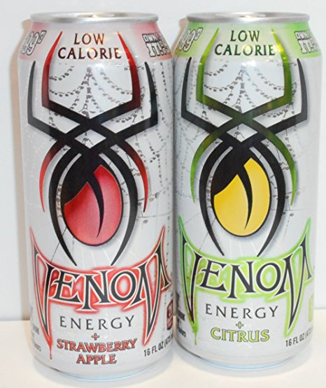 Venom Energy Drink Low Calorie Bundle of Twelve 16 Oz Cans: 6 Energy   Citrus and 6 Energy   Strawberry Apple