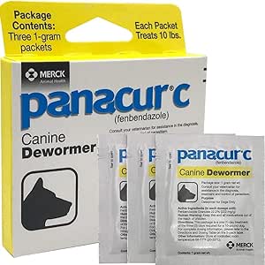 (Pack 2-) Pan-acur C Canine (Fenbendazole), 1 Gram, Yellow, 3 Count