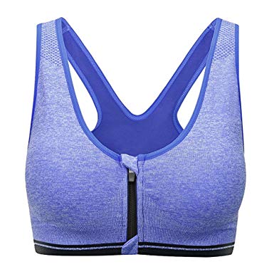 Ferbia Womens Sports Bra Fitness Comfort Active Yoga Underwear Zip Front Workout Activewear