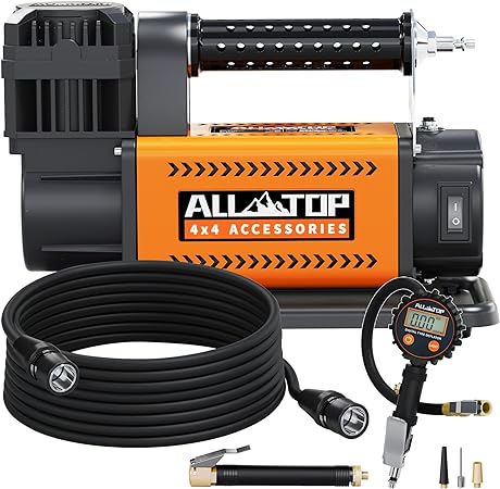 ALL-TOP Air Compressor with Digital Pressure Gauge Tire Inflator Kit, 12V Portable Inflator 7.06ft³/Min, Offroad Air Pump for Truck Tires, Heavy Duty Max 150 PSI for 4x4 Vehicle & RV