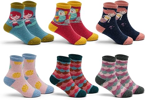 Yoille Boys Wool Socks Kids Winter Warm Socks Thicken Thermal Crew Socks for Boys 6 Pairs