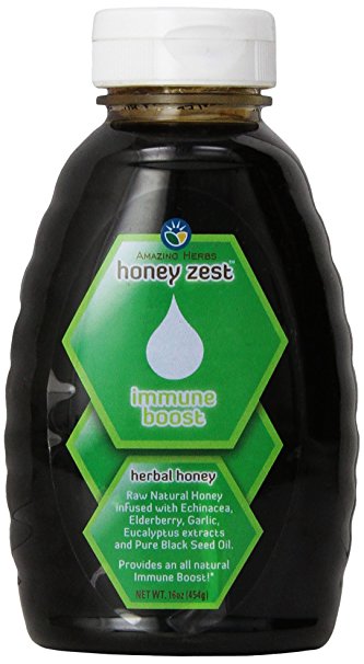 Amazing Herbs Honey Zest Immune Boost Bottle, 16 Fluid Ounce