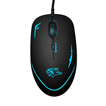 Inateck DPI Adjustable Wired USB Mouse with Ice Blue LED Light for Office or Gaming- Black