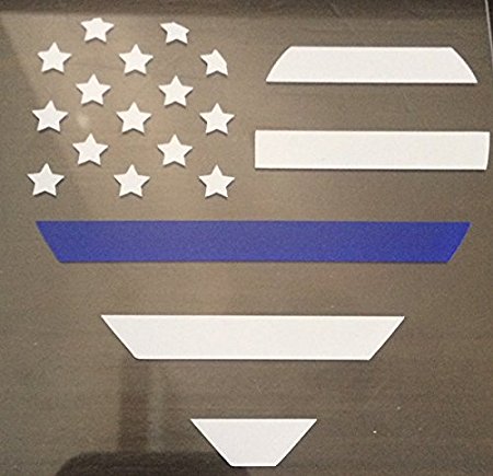 Thin Blue Line Heart Vinyl Decal for Home or Car - Looks Great on Motorcycles, Laptops, Windows Also! Vinyl. (White with Blue Line)