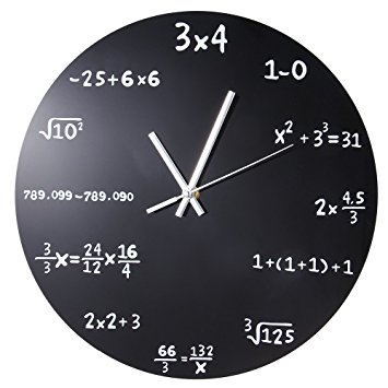 Robolife Creative Mathematics Blackboard Clock Pop Quiz Powder Coated Metal Clock(Black)