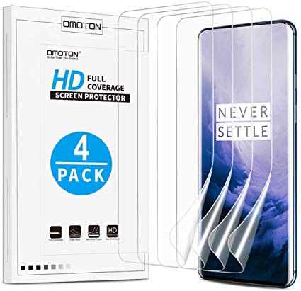 [4 Pack] OMOTON Screen Protector for OnePlus 7 Pro - Flexible High Definition TPU Film for OnePlus 7 Pro 2019 Released [6.67 Inch]