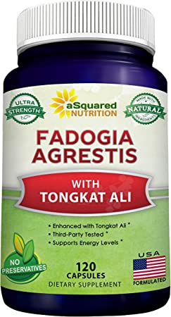 Fadogia Agrestis 1000mg & Tongkat Ali 400mg - 120 Capsules - Fadogia Agrestis Extract Supplement and Powder Complex Pills