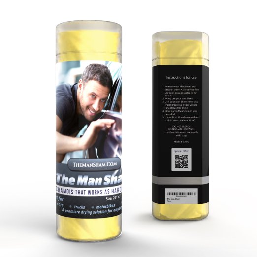 The Man Sham Chamois Cloth - Men's Gift - Ultimate Towel for Fast Drying of Your Car or Truck - Scratch and Lint Free Shine