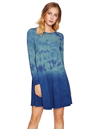 Romwe Women's Tunic Swing T-Shirt Dress Short Sleeve Tie Dye Ombre Dress