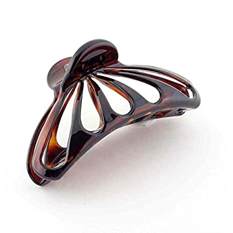 Parcelona French Rain Drop Large Celluloid Shell Claw Jaw Hair Clip with Covered Spring - 4 Inch