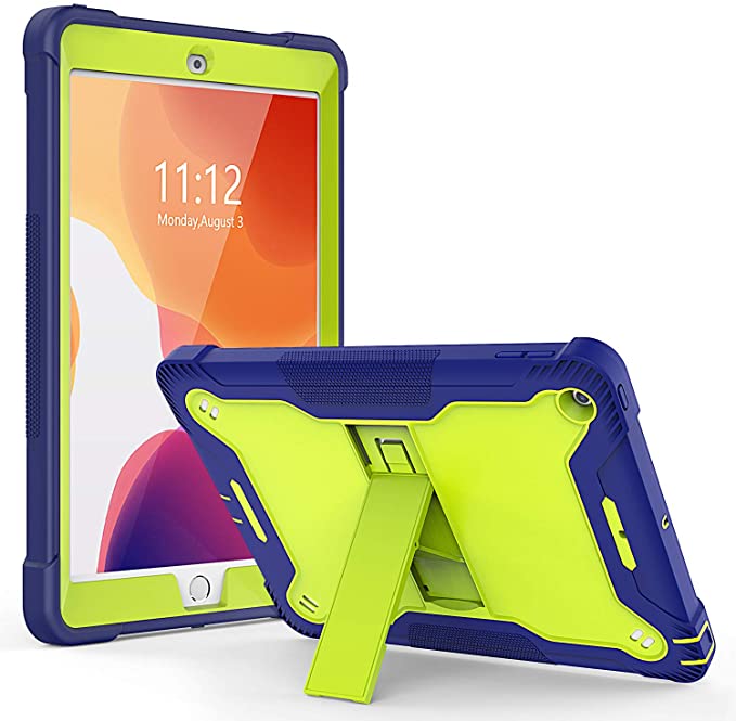 TOPSKY iPad 7th Generation Case,iPad 10.2 Cases,iPad 8th Gen Cover with Kickstand,Shockproof Anti-Scratched Protective Armor Hard Strong Case for iPad 7th/8th gen 2019/2020 10.2 inch (Blue Yellow)