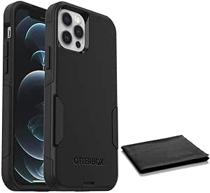 OtterBox Commuter Series Case for iPhone 12 & iPhone 12 Pro (Only) - with Cleaning Cloth - Non-Retail Packaging - Black