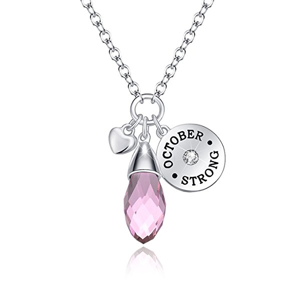 Simulated Birthstone Necklace Teardrop Pendant Jewelry for Women Crystal Month Best Gifts for Family