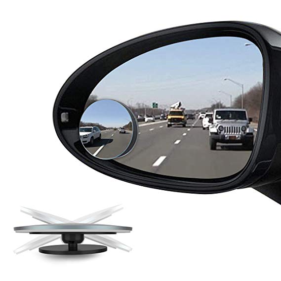 [2-Pack] CBUS Blind Spot Mirror, Frameless HD Glass Rearview Adjustable 3M Adhesive Side Mirrors for Cars, Trucks, SUV | Wide Angle Safety View