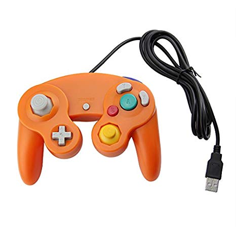 Orange Gamecube Style USB Wired Controller for PC Orange and Mac-Classic Nintendo GC Gamecube PC Wired Gamepad by MarioRetro
