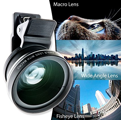 2 in 1 Smartphone Camera Lens Set (Wide Angle   Macro – Great Clip on Cell Phone Lens Kit for iPhone, Samsung, Tablets & More – Zoom Camera Kit with Professional Lenses