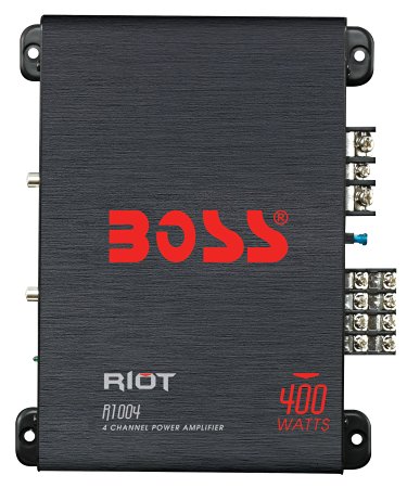 BOSS AUDIO R1004 Riot 400-Watt Full Range, Class A/B 2-8 Ohm Stable 4 Channel Amplifier