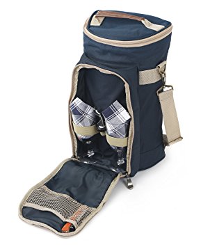 Greenfield Collection Super Deluxe Admiral Blue Wine Cooler Bag for Two People