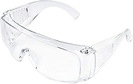 Slocyclub Safety Goggles Over-Glasses Safety Glasses with Clear Anti-Scratch Wraparound Lenses UV Protection