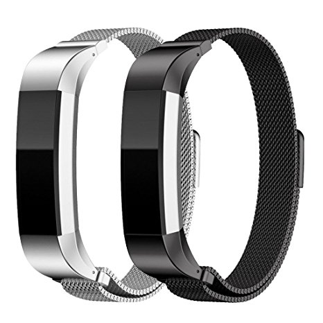 Metal Band for Fitbit Alta, Replacement Accessories for Men and Women, 6.2" - 9" Wrist, Black Silver Rose Pink Gold Coffee Blue