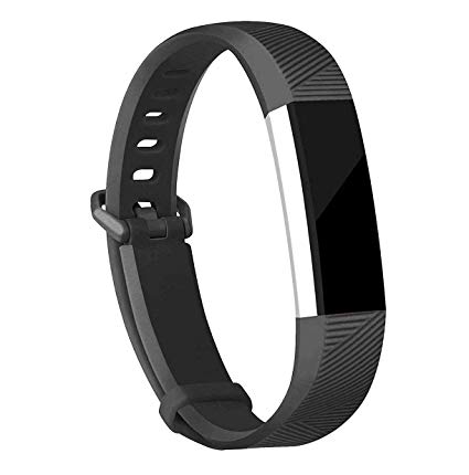 HAUOTCCO Adjustable Sport Strap for Men,Women with Stainless Metal Clasp Watch Straps Adjustable Replacement Sport Accessory Wristband Strap for Fitbit Alta/Alta HR(Black)