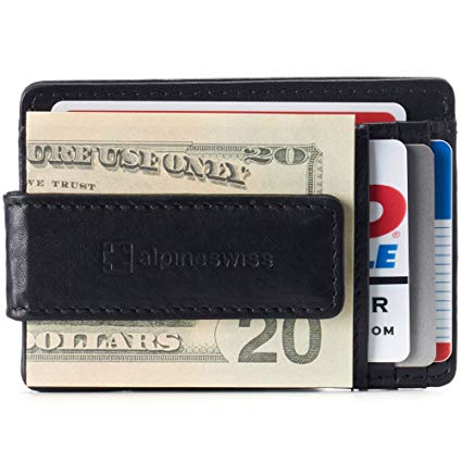 Alpine Swiss RFID Harper Money Clip Front Pocket Wallet For Men