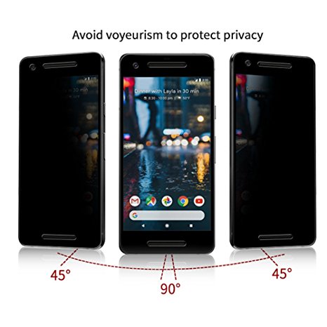 For Google Pixel 2 Privacy Screen Protector - [1 Pack] Full Coverage Front Screen Protector Cover Bubble Free Anti Fingerprint Soft Film (Not Glass) For Google Pixel 2
