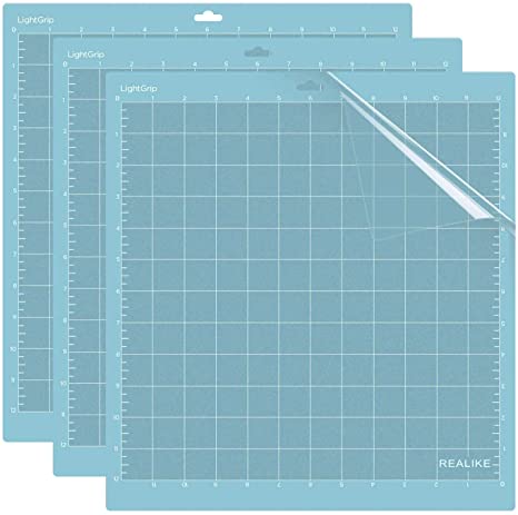 REALIKE 12x12 Lightgrip Cutting Mat for Cricut Explore One/Air/Air 2/Maker(3 Mats), Gridded Adhesive Non-Slip Cut Mat for Crafts, Quilting, Sewing and All Arts