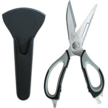 Heavy Duty Home Kitchen Shears by PQS with Non-Corrosive Stainless Steel Blades and Ambidextrous Grip Best Multi-Functional Scissors 8-in-1 With Magnetic Holder – As Sharp As Any Knife