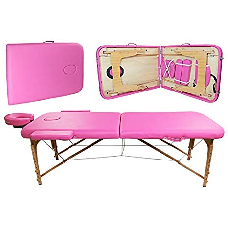 Portable 2-Fold Massage Table Bed Spa Salon Facial Tattoo Physical Therapy Pink