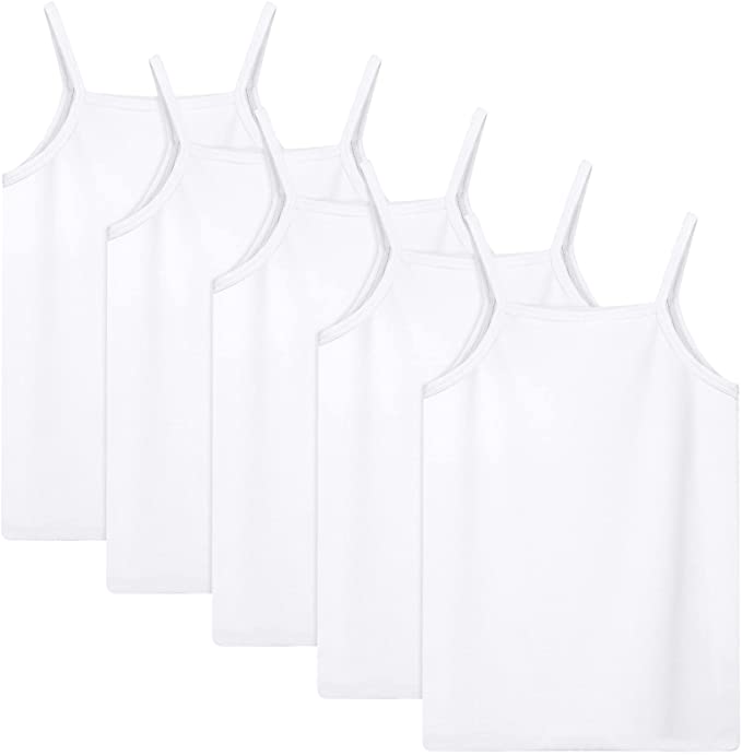 Cooraby 5 Pack Girls Tank Tops Soft Cami Scoop Neck Undershirts Solid Sleeveless Undershirts for Toddler Girls