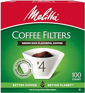 Melitta #4 Cone Coffee Filters, White, 100 Count (Pack of 6) 600 Total Filters Count - Packaging May Vary