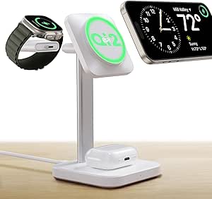 ESR Qi2 3-in-1 Watch Wireless Charging Set (HaloLock), EU Plug, White