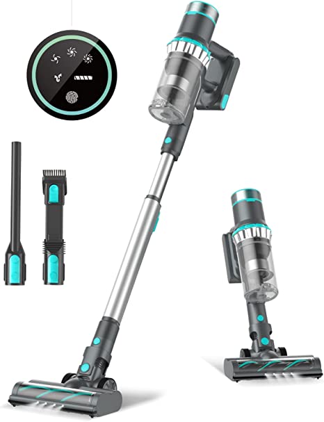 Belife Cordless Vacuum Cleaner, Stick Vacuum with 25Kpa Powerful Suction, 380W Brushless Motor, Up to 50mins Runtime, LED Display, 6 in 1 Lightweight Handheld Vacuum for Hard Floor Carpet Car Pet Hair