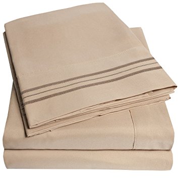 1500 Supreme Collection Bed Sheets - PREMIUM QUALITY BED SHEET SET & LOWEST PRICE, SINCE 2012 - Deep Pocket Wrinkle Free Hypoallergenic Bedding - Over 40  Colors - 3 Piece, Twin, Taupe