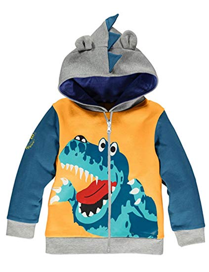Little Boys Dinosaur Hooded Jacket Cartoon Zipper Kids Sweatshirts Hoodies for Toddler