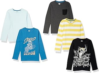 Amazon Essentials Boys' Long-Sleeve T-Shirts (Previously Spotted Zebra), Multipacks