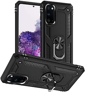 Samsung S20 Case, Galaxy S20 5G (2020) Cases, Military Grade Heavy Duty Protection Phone Cases Cover with Ring Kickstand for Samsung Galaxy S20 (Black)