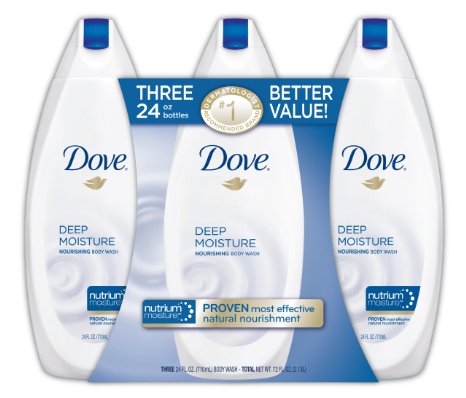 Dove Deep Moisture Body Wash Value Pack, 24 Ounce, 3 Count