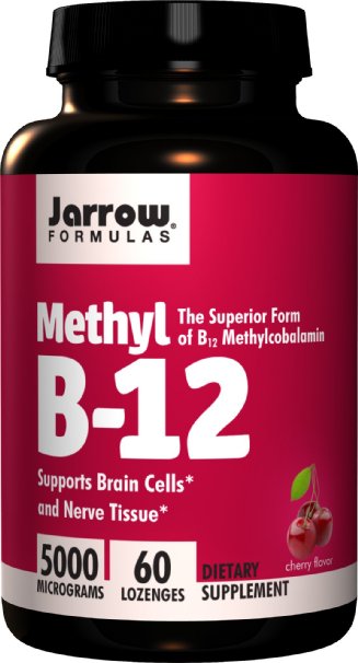 Jarrow Formulas Methylcobalamin Methyl B12 Supports Brain Cells 5000 mcg 60 Lozenges