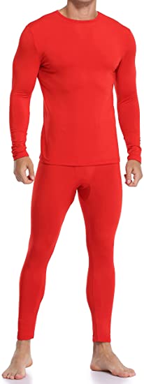 Coreal Mens Underwear Soft Thermal Wear for Men, Crew Neck Long Johns Base Layer with Fleece Lined Top & Bottom Set