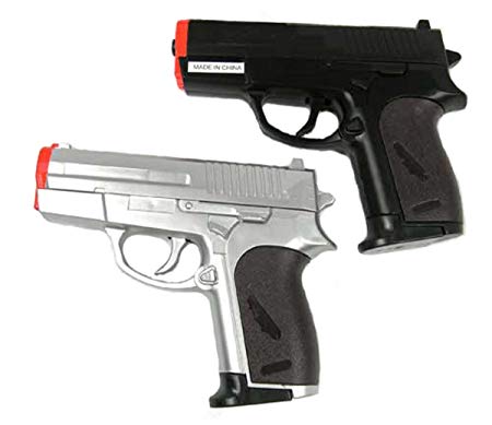 BBTac Airsoft Pistol Guns Two Pack Pocket Spring Handgun with Storage Case (Silver & Black)