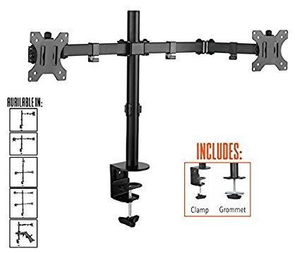 Stand Steady Monitor Arm | Height Adjustable with Full Articulation | VESA Mount Fits Most LCD / LED Monitors 13 - 32 Inches | Includes Clamp and Grommet (2 Monitors)