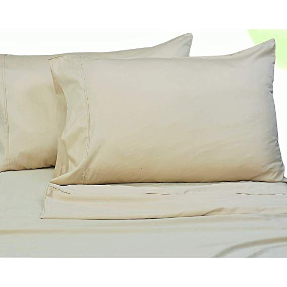 Tribeca Living Solid or Printed 300 Thread Count Cotton Sateen Deep Pocket Sheet Set Linen Twin