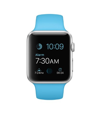 Apple Watches with Aluminum Case and Sport Band, Silver Aluminum Case/Blue Band, 42mm