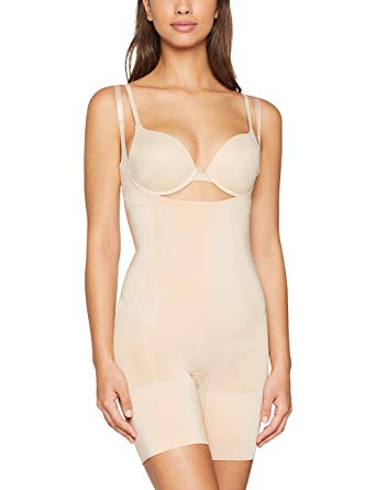 SPANX Womens Plus Size Oncore Open-Bust Mid-Thigh Bodysuit