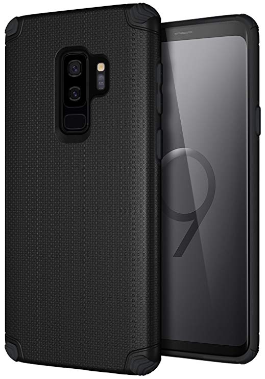 Galaxy S9 Plus Case, CASEVASN [Dual Layer] [Shockproof] Armor Rugged Defender Shock Absorbent Defender Protective Case with Air Vent Magnetic Car Vent Mount Rubber for Samsung Galaxy S9 Plus (Black)